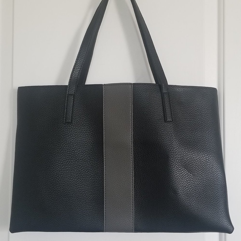 Vince Camuto Black Vegan Leather Large Tote Work Shoulder Bag